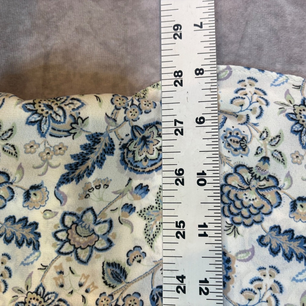 Rose + Olive Womens 1X Floral Pintuck V-Neck 3/4 Sleeve Blouse Cream Blue NWT - Picture 4 of 8